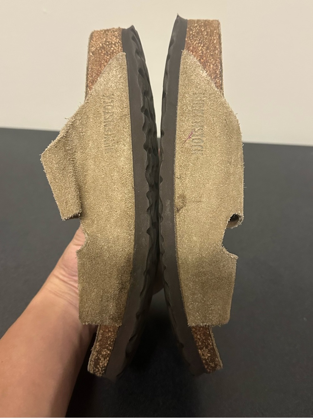 Birkenstock Suede Two-Strap Sandals in Tan - Picture 6 of 9